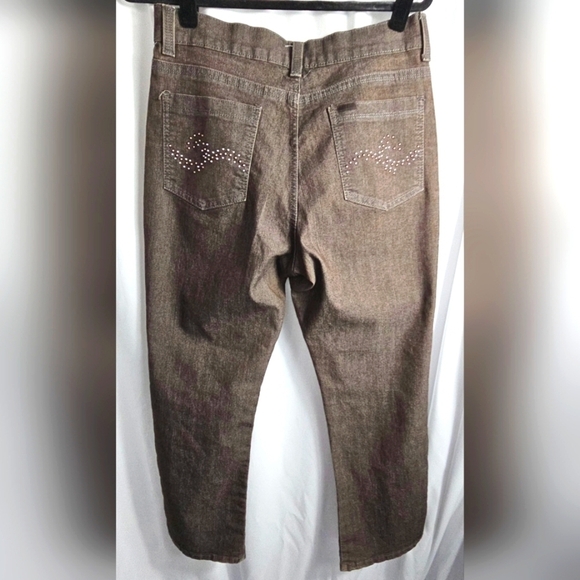 Lee Women's Classic Fit At The Waist Brown Jeans Size 14 Petite EUC - Picture 2 of 10